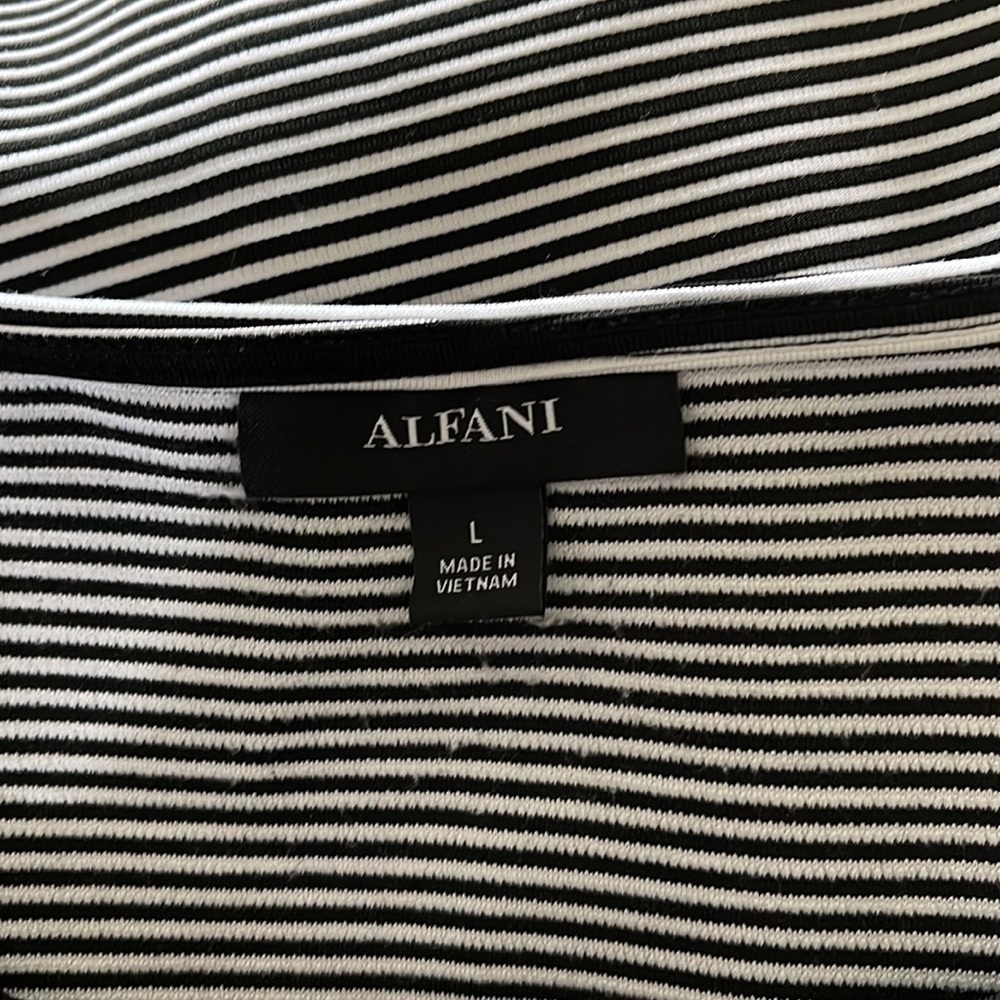 Alfani Black & White Mixed Stripe Knit Top Bell Sleeves - Picture 5 of 6